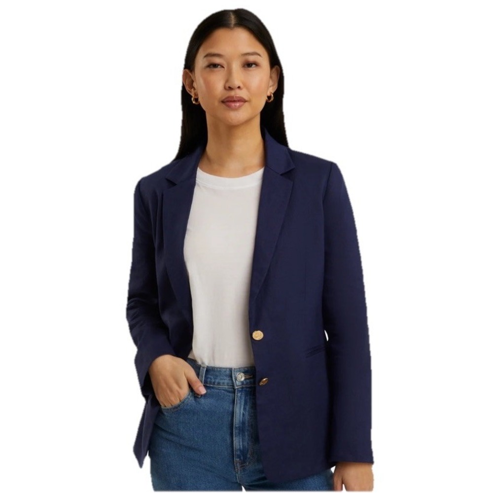 Draper James Blue Blazer Women‎ Two gold color button Closure Jacket